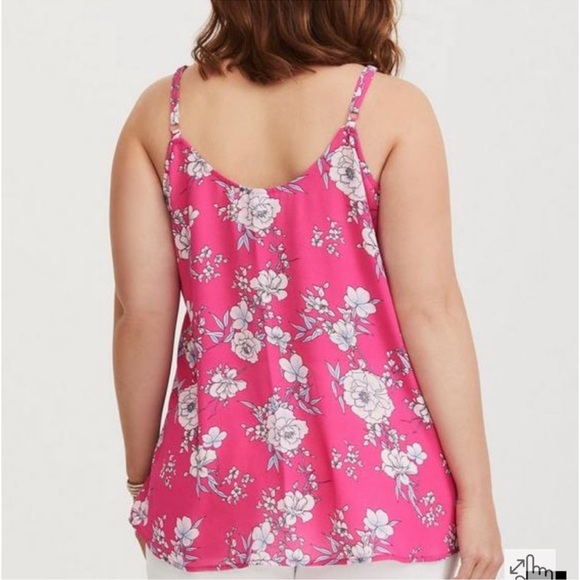torrid Hot Pink Floral Lace-Up Cami - Picture 2 of 4